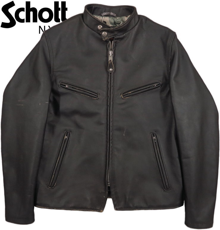 Schott/ショット CAFE RACER JACKET 110th LIMITED 【110周年限定】カフェレーサージャケット/革ジャン/シングルライダース BLACK(ブラック)/Lot No. 22039R