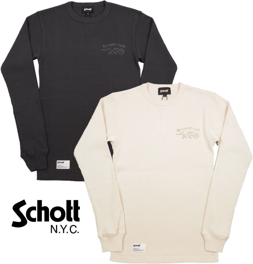 Schott/ショット ARMY RIB L/S T-SHIRT “NEW YORK CITY” リブ編み コットン長袖Tシャツ/カットソー
