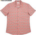 NO EXCESS/ノーエクセス Lot No. 19460356 SHIRT SHORT SLEEVE RESORT COLLAR ALLOVER PRINTED 綿レーヨン、半袖 プリントシャツ/アロハシャツ PAPAYA(パパイヤピンク)