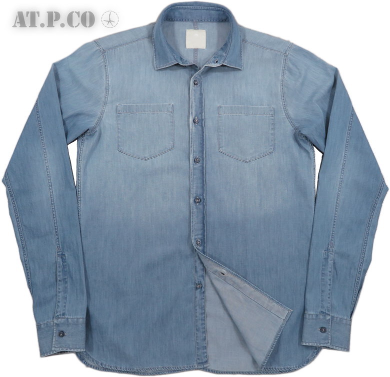 AT.P.CO/アティピコ A286 MARCO カッタウェイカラーデニムシャツ/ホリゾンタルカラーシャツ MEDIUM BLUE(ミディアムブルー)