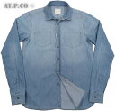 AT.P.CO/アティピコ A286 MARCO カッタウェイカラーデニムシャツ/ホリゾンタルカラーシャツ MEDIUM BLUE(ミディアムブルー)