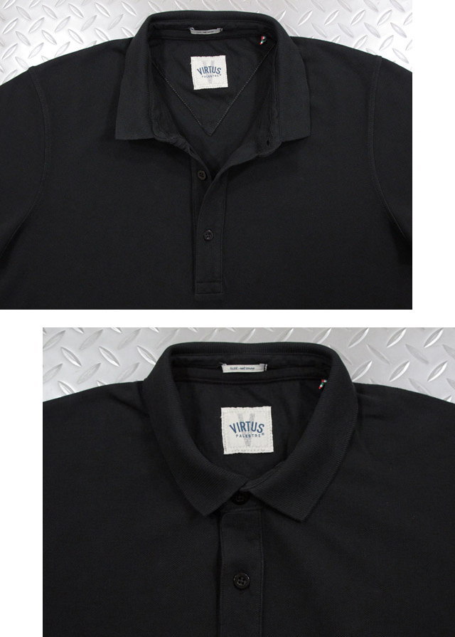 VIRTUS PALESTRE/������ȥ��� �ѥ쥹�ȥ� #VM5263P02 S/S POLO SHIRTȾµ�ݥ������ BLACK(�֥�å�)