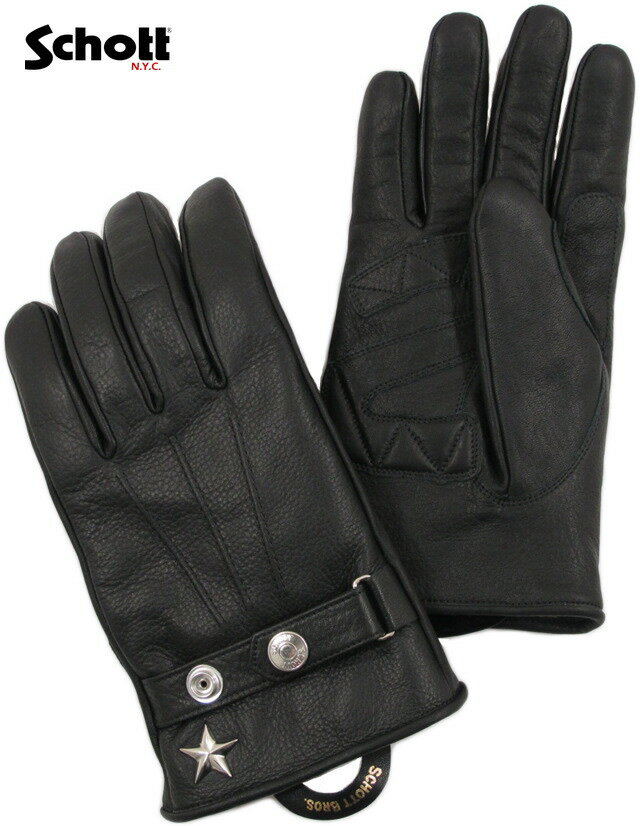 ショット 手袋 Schott/ショット PERFECTO WINTER GLOVE SHORT パーフェクトグローブ・ショート/ワンスターレザーグローブ BLACK(ブラック)/Lot No.3149026