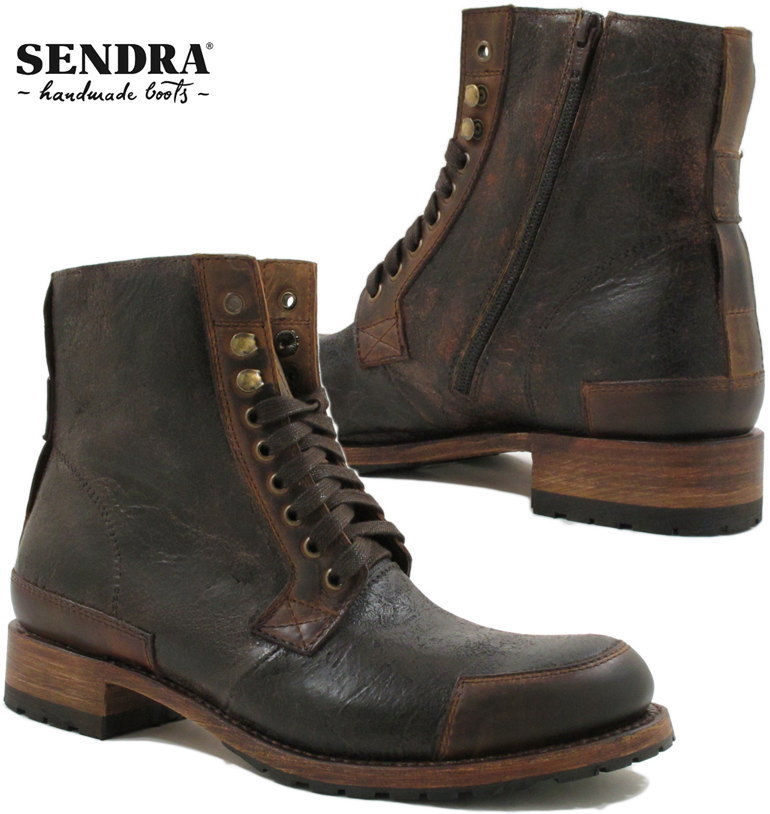 SENDRA/センドラ MODELO:15553 LIGHTING-C サイドジップ・レースアップブーツ FLOTA TANG BORRON BARBADOS QUERCIA CEPILL FURLAN PICASO(ブラウン)