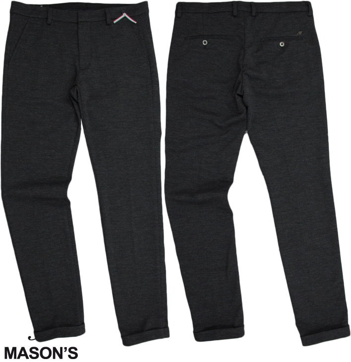MASON'S/メイソンズ JT519 MAN CHINO PANTS MODEL TORINO JOGGING WOOL JERSEY コットン×ウール混、ストレッチチノパンツ/トラウザーCHARCOAL GREY(チャコールグレー)/9PF2D5260 P.(MILANOFASHION)
