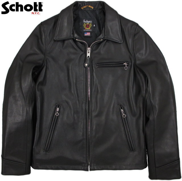 Schott/ショット 103US 103US TRUCKER LEATHER JACKET 米国製トラッカーレザージャケット/襟付きライダースジャケット/スポーツジャケット BLACK(ブラック)/Lot No. 7209