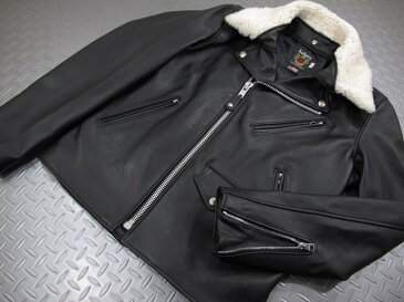 Schott/ショット #228US LAMB SKIN RIDERS with MOUTON FUR COLLAR ムートンファー付き、ライダースジャケット/ラムレザーダブルライダースジャケット BLACK(ブラック)/Lot;7525