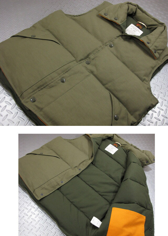 【SALE】20%OFF★MFSC(Sportsman)Mister Freedom×Sugar Cane/ミスターフリーダム×シュガーケーン Made in U.S.A. OD BACK SATEEN DOWN VEST米国製、ODバックサテン・ダウンベスト OLIVE(オリーブ)/SC13170