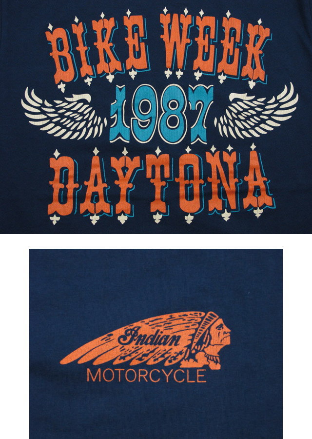 INDIAN MOTORCYCLE/インディアンモーターサイクル L/S T-SHIRT“BIKE WEEK” 長袖バックプリントTシャツ NAVY(ネイビー)/IM67103