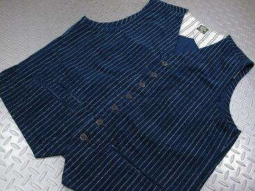 SUGAR CANE/シュガーケーン FICTION ROMANCE CORDUROY WABASH 7-BUTTON VEST フィクションロマンス・コーデュロイ、ウォバッシュストライプ・ワークベスト/ジレ 421) NAVY(ネイビー)Lot/SC13709