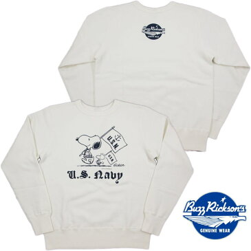 BUZZ RICKSON'S×PEANUTS /バズリクソンズ×ピーナッツ SET-IN CREW SWEAT“U.S. NAVY”スヌーピー・バズスウェットシャツ/トレーナー OFF WHITE(オフホワイト)/BR67463