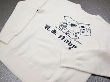 BUZZ RICKSON'S×PEANUTS /バズリクソンズ×ピーナッツ SET-IN CREW SWEAT“U.S. NAVY”スヌーピー・バズスウェットシャツ/トレーナー OFF WHITE(オフホワイト)/BR67463