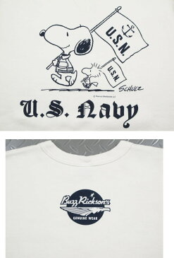 BUZZ RICKSON'S×PEANUTS /バズリクソンズ×ピーナッツ SET-IN CREW SWEAT“U.S. NAVY”スヌーピー・バズスウェットシャツ/トレーナー OFF WHITE(オフホワイト)/BR67463