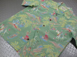 清涼感のある着心地が魅力★SUNSURF,サンサーフ,“PA'URIDER”パウ・ライダー,C85%×L15%SLUBYARNS/SOPENSHIRT,コットン×リネン、スラブヤーン・半袖アロハシャツ,コットンハワイアンシャツ,SS37263,GREEN(グリーン)