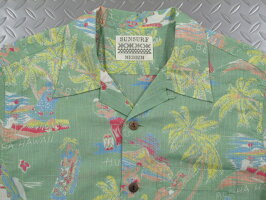 清涼感のある着心地が魅力★SUNSURF,サンサーフ,“PA'URIDER”パウ・ライダー,C85%×L15%SLUBYARNS/SOPENSHIRT,コットン×リネン、スラブヤーン・半袖アロハシャツ,コットンハワイアンシャツ,SS37263,GREEN(グリーン)
