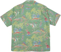 清涼感のある着心地が魅力★SUNSURF,サンサーフ,“PA'URIDER”パウ・ライダー,C85%×L15%SLUBYARNS/SOPENSHIRT,コットン×リネン、スラブヤーン・半袖アロハシャツ,コットンハワイアンシャツ,SS37263,GREEN(グリーン)