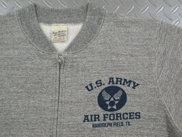 大好評〜バズ・スウェットの「羽織モノ」★BUZZRICKSON'S,バズリクソンズ,FULLZIPCREWSWEAT,U.S.ARMYAIRFORCES,U.S.アーミーエアフォースプリント入り、フルジップスウェットシャツ,H.GRAY(ヘザーグレー),BR65601