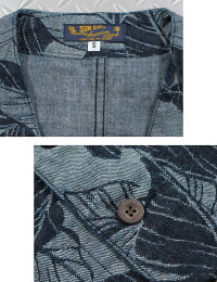 オシャレさピカイチ★ハワイアン柄が素敵なサンサーフのインディゴベスト,SUNSURF,サンサーフ,“TROPICALLEEF”INDIGOJACQUARDVEST,トロピカルリーフ柄インディゴジャガードベスト,ジレ,SS14019,OFFWHITE(オフホワイト)