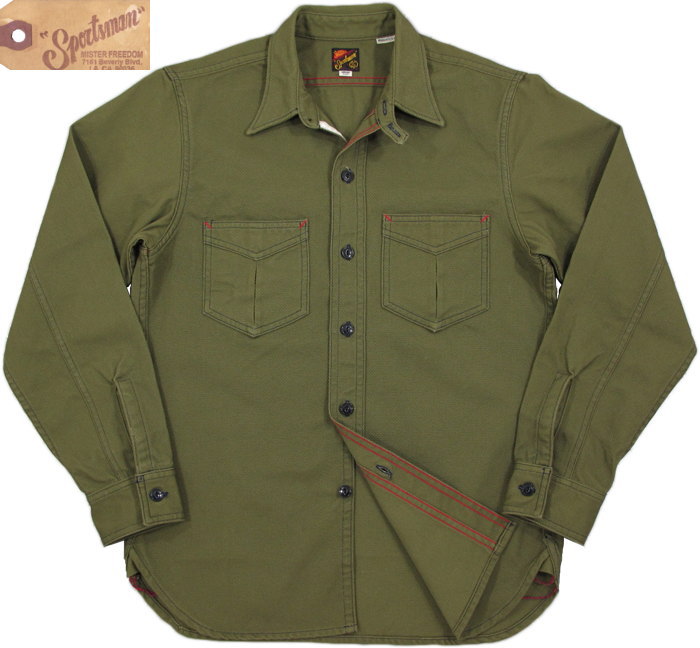 MFSCMister Freedom×Sugar Cane/ミスターフリーダム×シュガーケーン Made in U.S.A. NOS OLIVE PIQUE SPORTSMAN RANGER SHIRT 米国製「New Old Stock (NOS)」オリーブピケ スポーツマン レンジャーシャツ 441 A/OLIVE(ワンウォッシュ)/SC27694