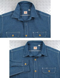シンプルさとスマートさが、ウリ★デニム×無地シャツで、こなれた大人の洒落心を演出♪SUGARCANE,シュガーケーン,5oz.COTTON/LINEN75/25L/SWORKSHIRT,コットン×リネン、長袖ワークシャツ,麻混ワークシャツ,NAVY(ネイビー),SC27510