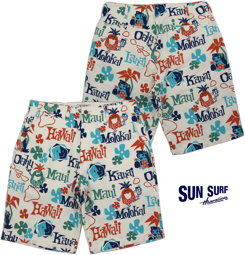 SUN SURF/サンサーフ“PINEAPPLE HEAVEN”by Masked Marvel COTTON SEERSUCKER SHORTSパイナップルヘブン・コットンサッカー生地ショーツ/ショートパンツ SS51657