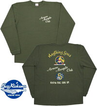 ミリタリーテイストを効かせたグラフィックがいい感じ♪BUZZRICKSON'S,バズリクソンズ,L/ST-SHIRT“MOSQUITOCLUB”,モスキートクラブ長袖バックプリントTシャツ,BR68081,OLIVE(オリーブ)