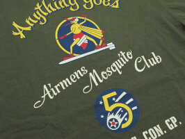 ミリタリーテイストを効かせたグラフィックがいい感じ♪BUZZRICKSON'S,バズリクソンズ,L/ST-SHIRT“MOSQUITOCLUB”,モスキートクラブ長袖バックプリントTシャツ,BR68081,OLIVE(オリーブ)