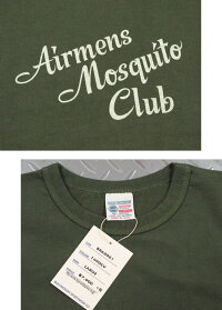 ミリタリーテイストを効かせたグラフィックがいい感じ♪BUZZRICKSON'S,バズリクソンズ,L/ST-SHIRT“MOSQUITOCLUB”,モスキートクラブ長袖バックプリントTシャツ,BR68081,OLIVE(オリーブ)