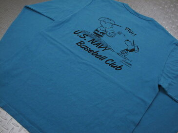 BUZZ RICKSON'S×PEANUTS/バズリクソンズ×ピーナッツ L/S T-SHIRT“U.S. NAVY BASEBALL CLUB”長袖スヌーピープリントTシャツ BLUE(ブルー)/BR68148