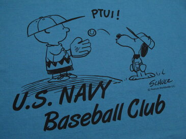 BUZZ RICKSON'S×PEANUTS/バズリクソンズ×ピーナッツ L/S T-SHIRT“U.S. NAVY BASEBALL CLUB”長袖スヌーピープリントTシャツ BLUE(ブルー)/BR68148