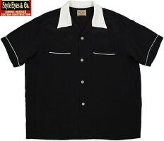 50'sテイストたっぷり&クラシカルでマニアック★STYLEEYES,スタイルアイズ,RAYONBOWLINGSHIRT“TWO-TONE”,レーヨンボウリングシャツ,SE37802,BLACK(ブラック)