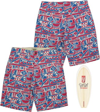 SUN SURF/サンサーフ“SURF SPOT”by Masked Marvel C 85%/L 15% CANVAS SHORTSサーフスポット・マスクドマーベル、コットン×リネン キャンバスショーツ/ショートパンツRED(レッド)/SS51751