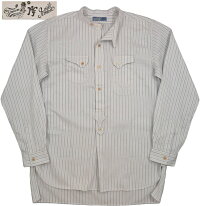 MFSC“PIOUPIOU”COLLECTION,COTTONDOBBYSTRIPECHEMISESHIRT,ミスターフリーダム×シュガーケーン,ドビーストライプ立ち襟、プルオーバーシャツ,A/WHITE(ワンウォッシュホワイト),SC28253