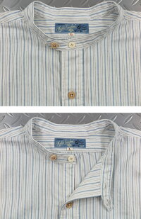 MFSC“PIOUPIOU”COLLECTION,COTTONDOBBYSTRIPECHEMISESHIRT,ミスターフリーダム×シュガーケーン,ドビーストライプ立ち襟、プルオーバーシャツ,A/WHITE(ワンウォッシュホワイト),SC28253