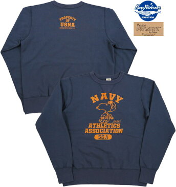 BUZZ RICKSON'S×PEANUTS /バズリクソンズ×ピーナッツ SET-IN CREW SWEAT“NAVY ATHLETICS”スヌーピー・バズスウェットシャツ/トレーナー/ピーナッツスウェット NAVY(ネイビー)/BR68353