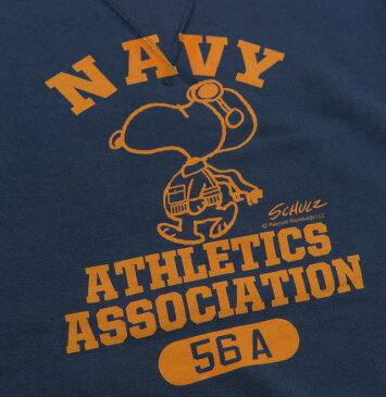 BUZZ RICKSON'S×PEANUTS /バズリクソンズ×ピーナッツ SET-IN CREW SWEAT“NAVY ATHLETICS”スヌーピー・バズスウェットシャツ/トレーナー/ピーナッツスウェット NAVY(ネイビー)/BR68353