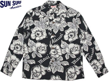 SUN SURF/サンサーフ L/S RAYON HAWAIIAN SHIRT“PATTERN OF TROPICAL PLANTS” パターンオブトロピカルプランツ、長袖レーヨン・アロハシャツ/長袖ハワイアンシャツ BLACK(ブラック)/SS28018