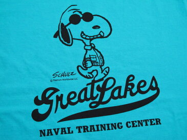 BUZZ RICKSON'S×PEANUTS/バズリクソンズ×ピーナッツ S/S T-SHIRT“GREAT LAKES” スヌーピープリントTシャツ TURQUOISE(ターコイズブルー)/BR78152