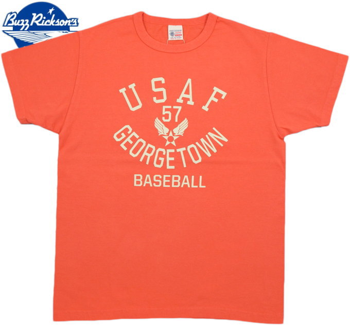 BUZZ RICKSON'S/バズリクソンズS/S T-SHIRT “U.S.A.F. GEORGETOWN” 半袖プリントTシャツ/カットソー S.PINK(ピンクオレンジ)/BR78175