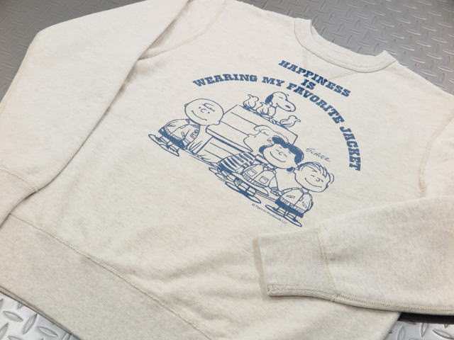 BUZZ RICKSON'S×PEANUTS /バズリクソンズ×ピーナッツ SET-IN CREW SWEAT“HAPPINESS”スヌーピー・バズスウェットシャツ/トレーナー/ピーナッツスウェット OATMEAL(オートミール)/BR68596