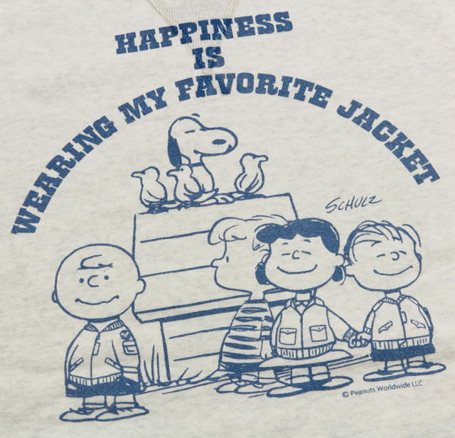 BUZZ RICKSON'S×PEANUTS /バズリクソンズ×ピーナッツ SET-IN CREW SWEAT“HAPPINESS”スヌーピー・バズスウェットシャツ/トレーナー/ピーナッツスウェット OATMEAL(オートミール)/BR68596