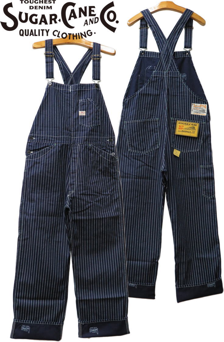 SUGAR CANE/シュガーケーン 9oz. WABASH STRIPE OVERALLSウォバッシュストライプ・オーバーオールズ/オーバーオール/サロペット A/NAVY(ワンウォッシュ)/Lot No. SC41960