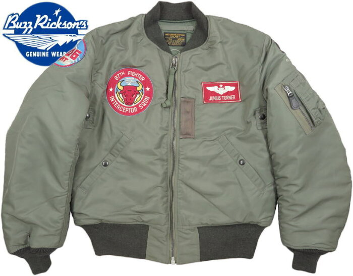 BUZZ RICKSON'S/バズリクソンズ Jacket,Flying,Intermediate Type MA-1“LION UNIFORM INC.”87th Fighter Interceptor Squadron87th FTR.INTCP.SQ.パッチ付き、ライオンユニフォーム・MA-1ファースト/ Lot;BR14708