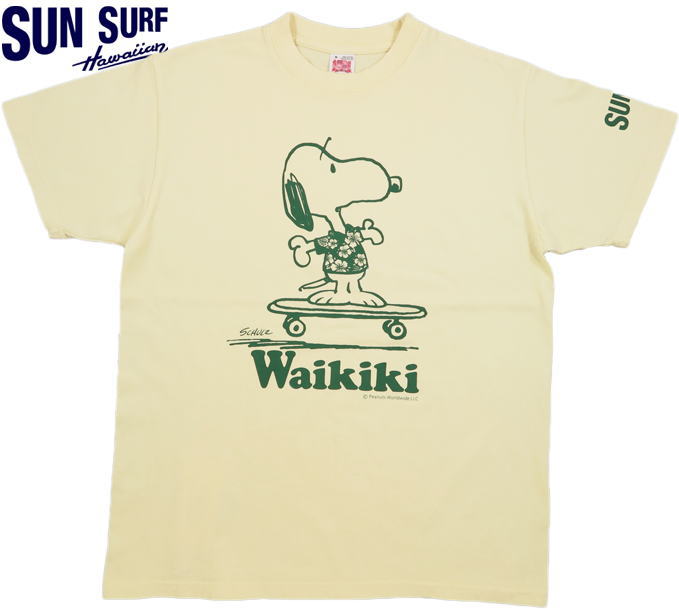 SUN SURF×PEANUTS/サンサーフ×ピーナッツ S/S T-SHIRT“WAIKIKI” スヌーピープリントTシャツ/カットソー YELLOW(イエロー)/SS78487