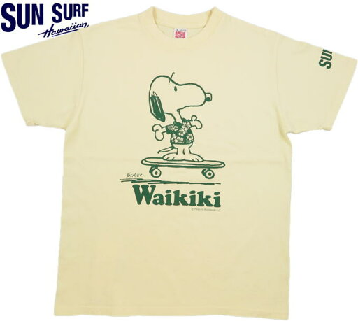 SUN SURF×PEANUTS/サンサーフ×ピーナッツ S/S T-SHIRT“WAIKIKI” スヌーピープリントTシャツ/カットソー YELLOW(イエロー)/SS78487 SUN SURF×PEANUTS/サンサーフ×ピーナッツ S/S T-SHIRT“WAIKIKI” スヌーピープリントTシャツ/カットソー YELLOW(イエロー)/SS78487