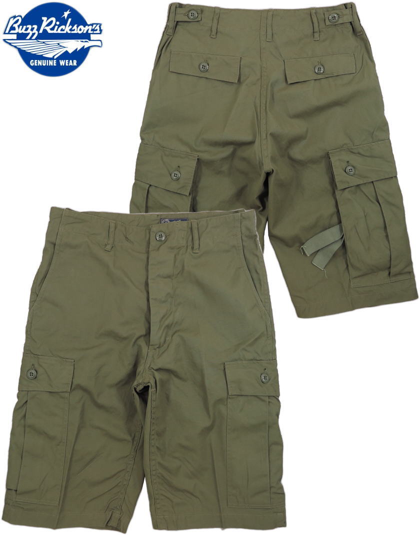 BUZZ RICKSON 039 S/バズリクソンズ TROUSERS, MEN 039 S, COTTON WIND RESISTANT POPLIN,OLIVE GREEN, ARMY SHADE 107 SHORTS 6ポケット ミリタリーカーゴショーツ 149)OLIVE(オリーブ)/Lot No. BR51907