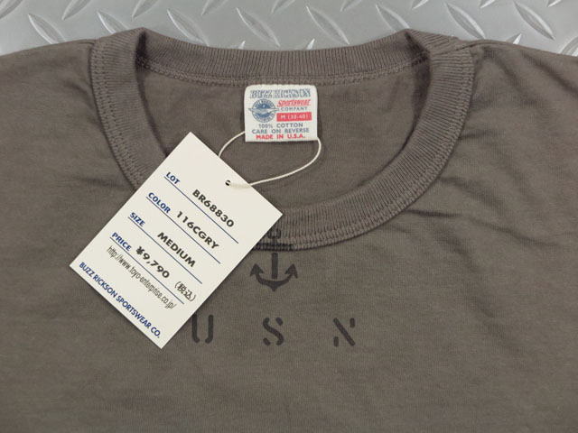 BUZZRICKSON'S,バズリクソンズ,L/ST-SHIRT,FIGHTING161CHARGERSldquo;PhantomsUSNrdquo;,長袖バックプリントTシャツ,BR68830,C.GRAY(チャコールグレー)