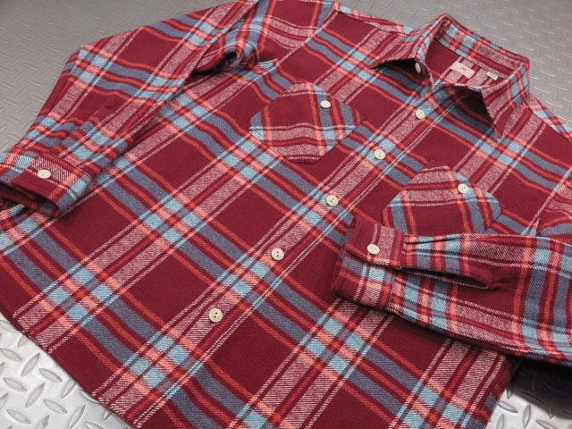 SUGARCANE,シュガーケーン,TWILLCHECKL/SWORKSHIRT,ツイルチェックワークシャツ,チェックシャツ,綿ネルシャツ,SC28746,WINE(ワインレッド)