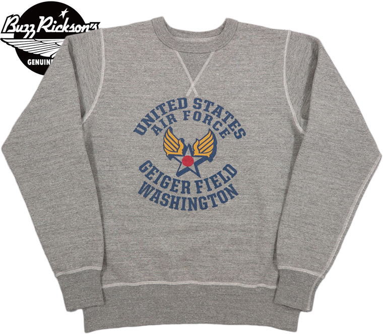 BUZZ RICKSON'S/バズリクソンズ SET-IN CREW SWEAT “U.S.A.F. GEIGER FIELD” ガイガー空軍基地 プリント トレーナー/セットインスリーブ・スウェットシャツ H.GRAY(ヘザーグレー)/Lot No. BR68896