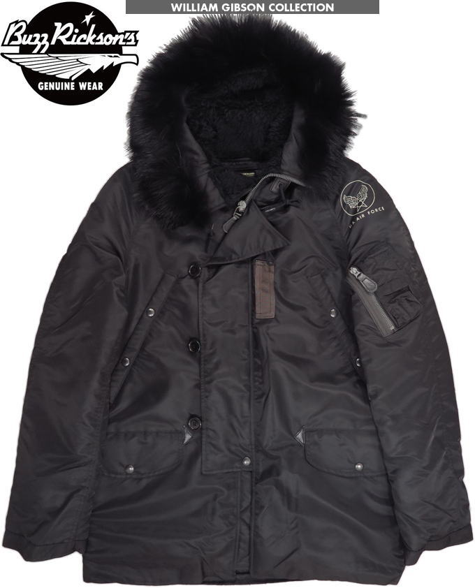 BUZZ RICKSON S/バズリクソンズ JACKET AIRCREW HEAVY ATTACHED HOOD Type BLACK N-3B SLENDER “William Gibson Collection” ウィリアム・ギブソン コレクション ブラック N-3B スレンダーモデ…